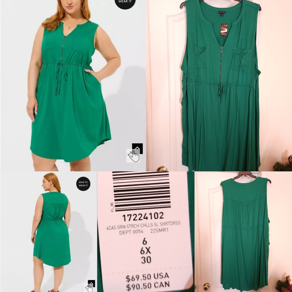 NEW 6X Torrid Mini Woven Zip-Front Shirt Dress Vacation Light Weight Sleeveless